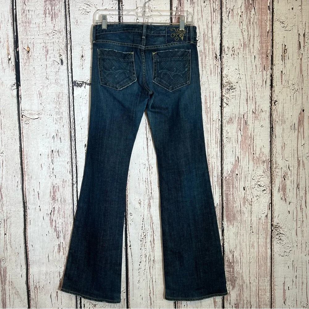 GoldSign Desire Lowrise Distressed Flare Bootcut Denim Jeans USA Made SZ 27 EUC - Picture 3 of 16